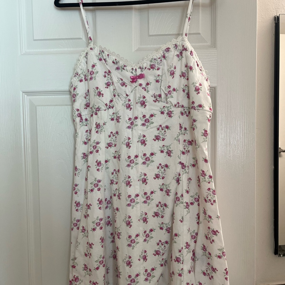 Trixxi Pink Floral Chemise with Lace Trim